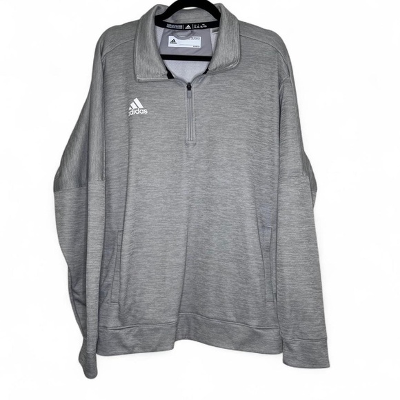 Adidas Grey Quarter Zip Sweatshirt XL Athletic Pullover - Picture 1 of 5